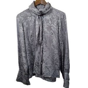 Vintage Claude Bennett Silk Studio Silk Blouse Silver Womens 10
